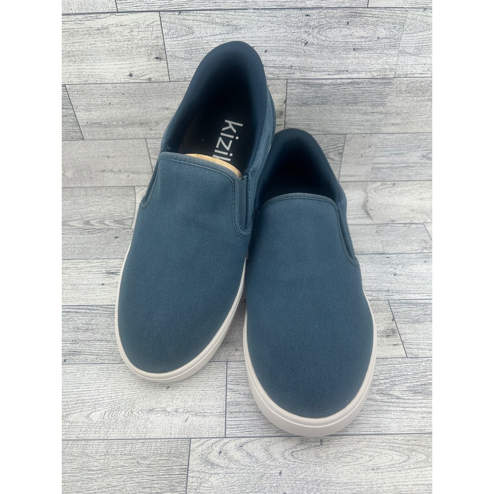 Kizik Vegas Atlantic Blue Canvas Hands-Free Slip-On Sneakers Mens 6W Womens 7.5W